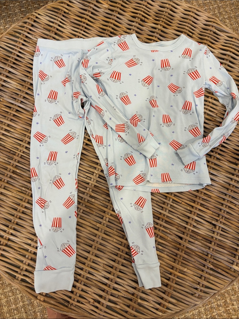 Crewcuts Light Blue Popcorn-Print Pajama Set